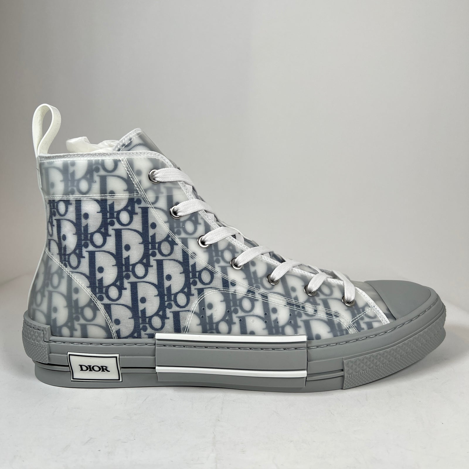 Dior B23 Blue/Grey Oblique Transparent High Top Sneaker Size 47