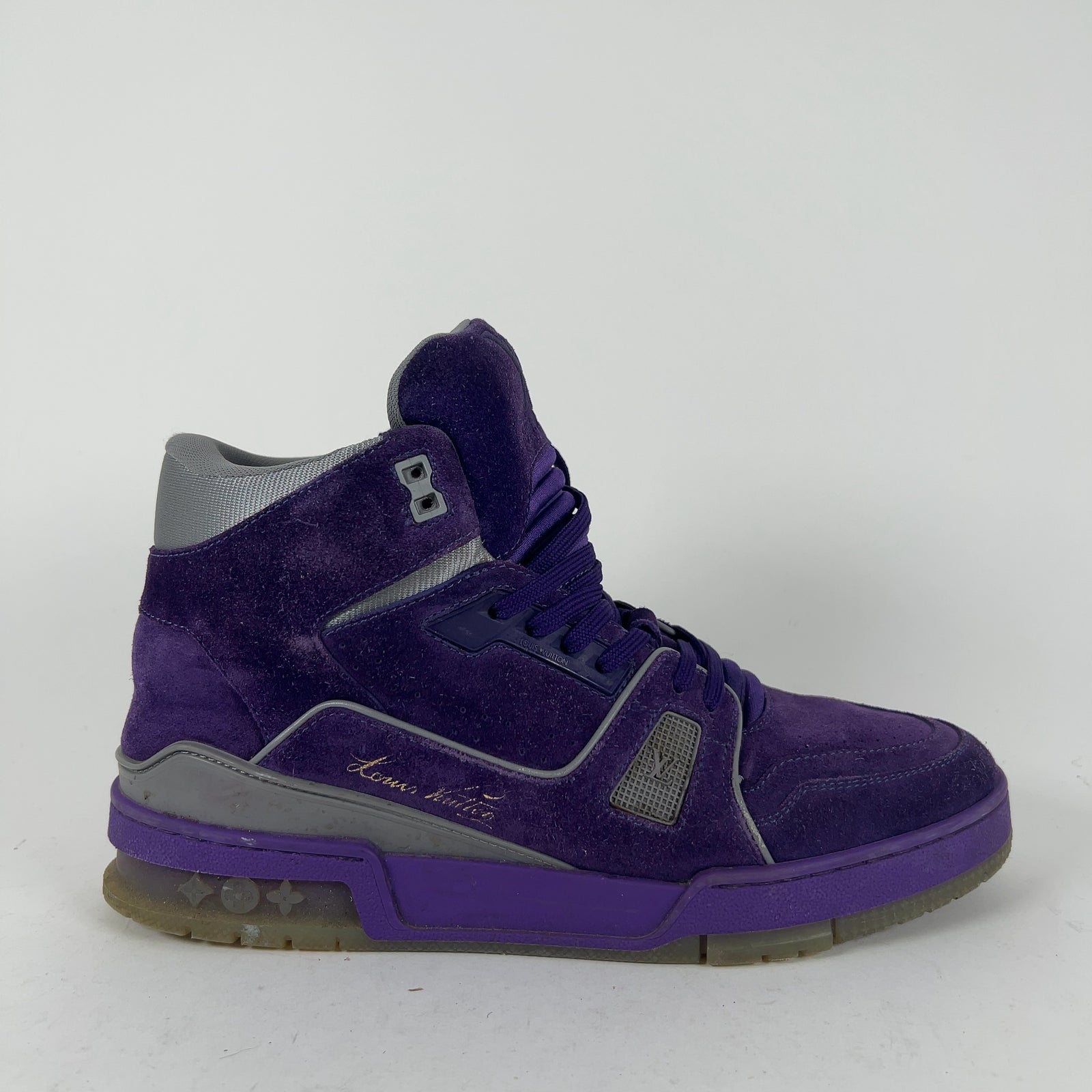 Louis Vuitton Purple Suede Trainer Hightop Sneakers