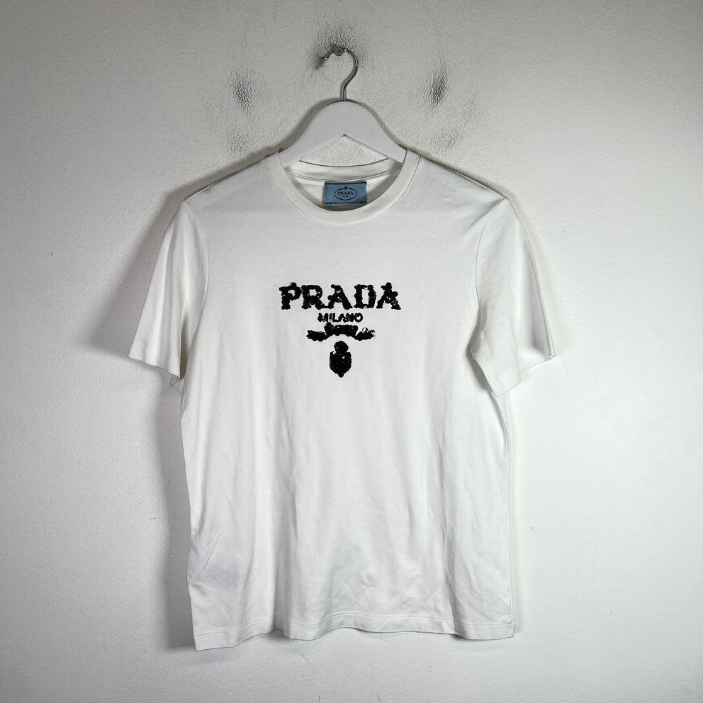 Prada Sequin Embellished Logo T-Shirts