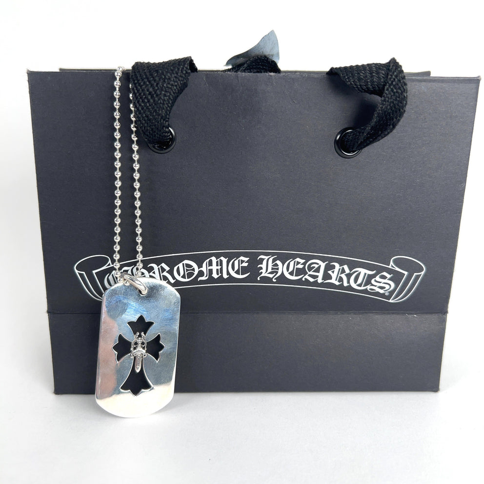 Chrome Hearts Dagger Cross Dog-Tag Necklace