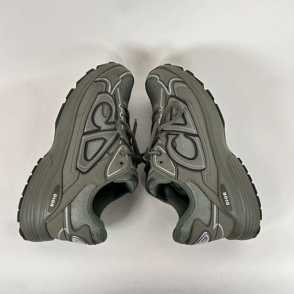 Dior B30 Khaki Green Microfiber Mesh Sneaker Size 42