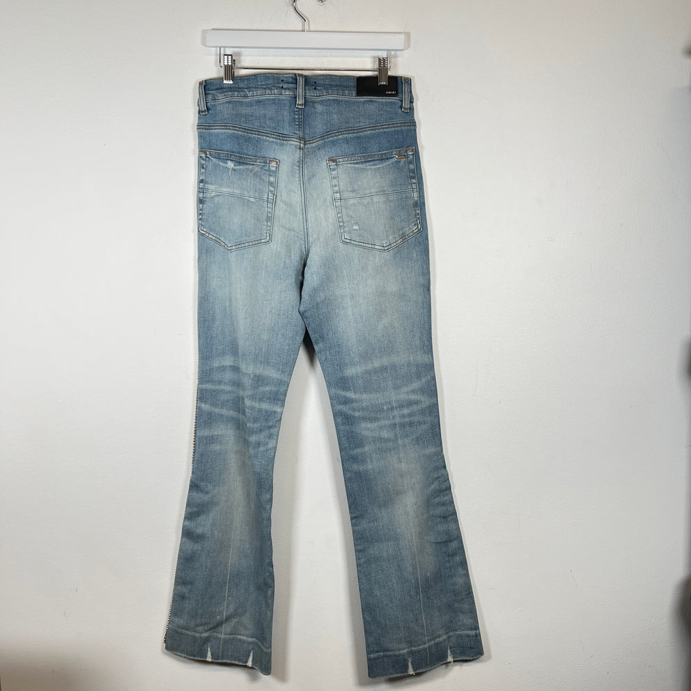 Amiri Lightwash Crystal Embellished Flared Jeans Size 31