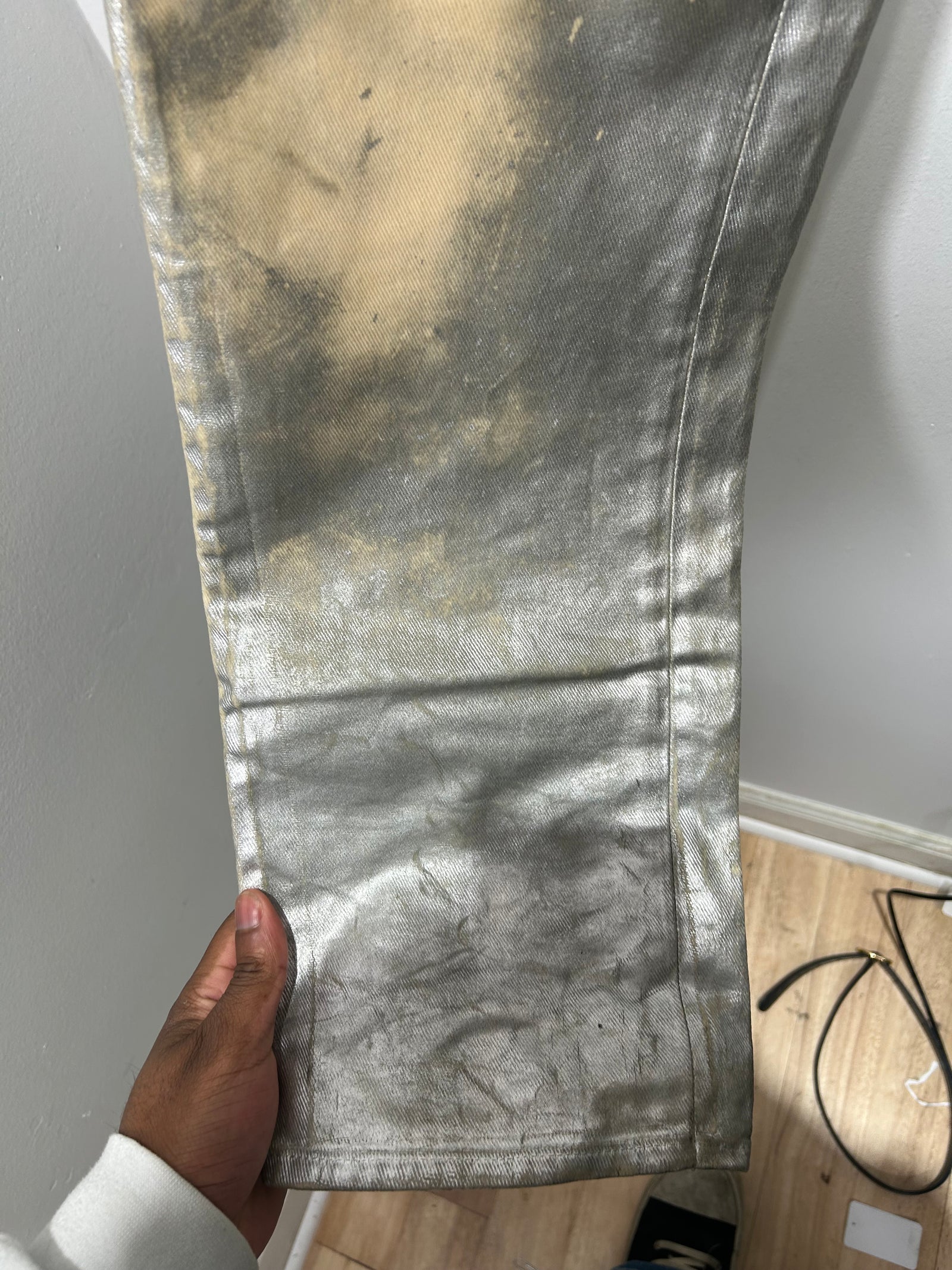 Maison Margiela Silver Painted Denim Size 34