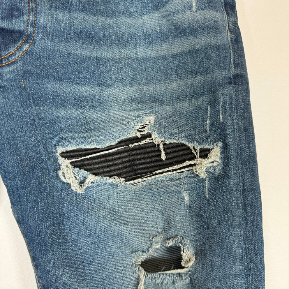 Amiri Blue MX1 Distressed Denim Jeans Size 34