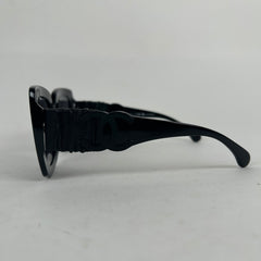 Chanel Black Acetate Calfskin Polarized Square Sunglasses
