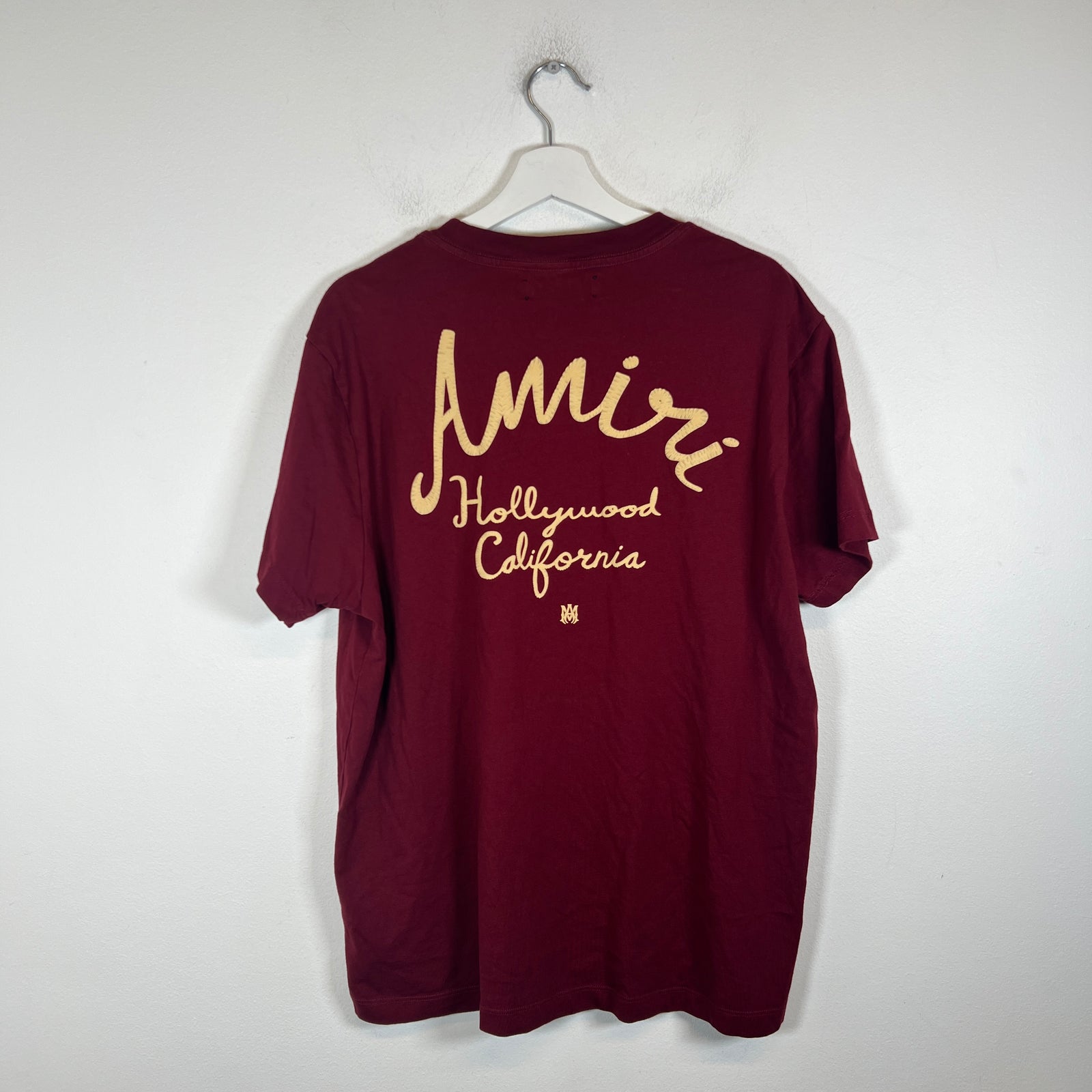 Amiri Burgundy Hollywood Logo T-Shirt Size L