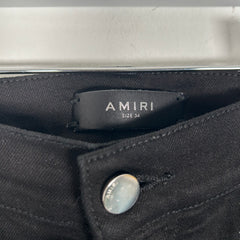 Amiri MX1 Black Leather Patch Jeans Size 34