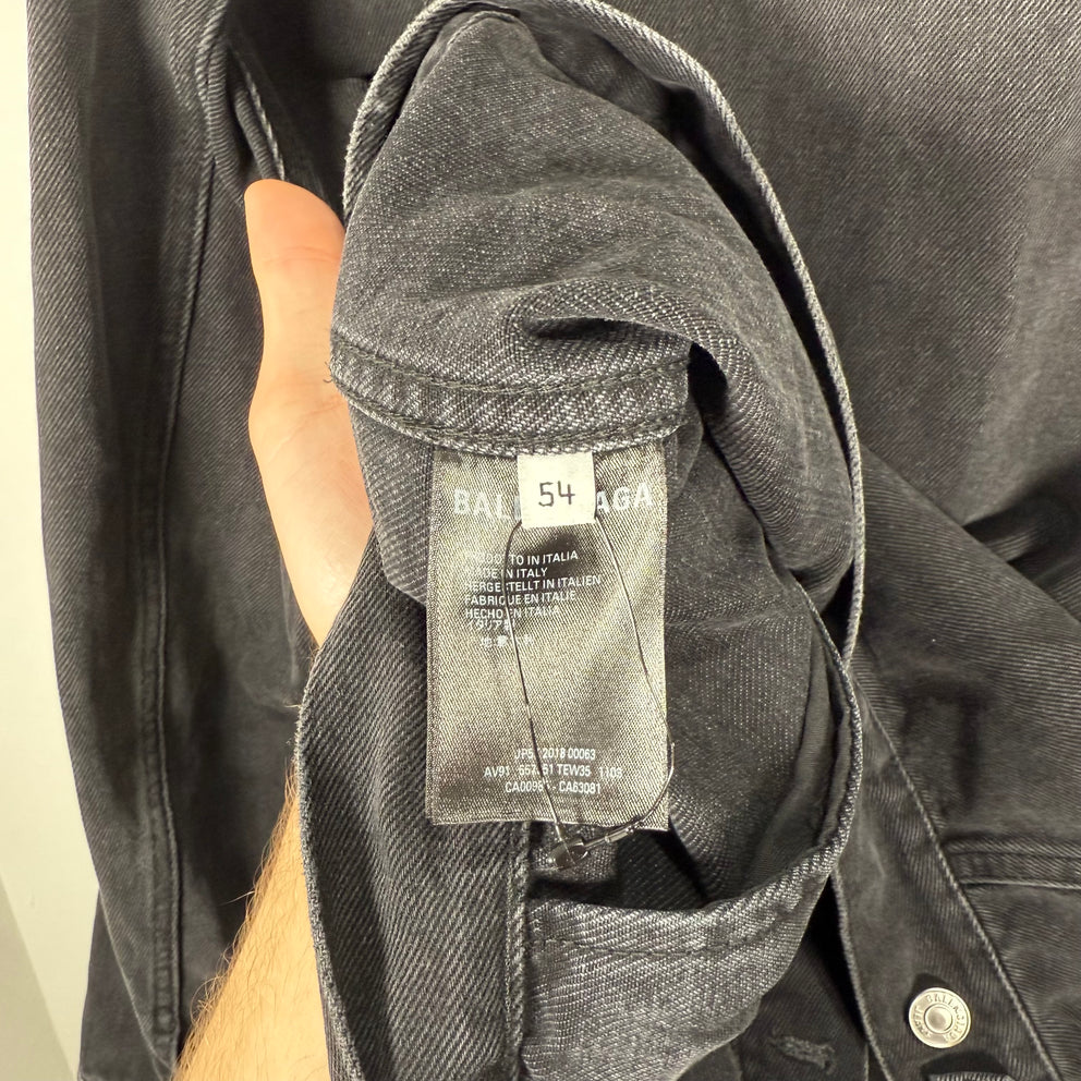 Balenciaga Spell Out Logo Black Jean Jacket Size XL