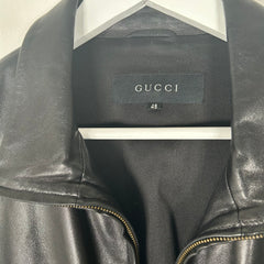 Gucci Leather Bomber Jacket Size 46