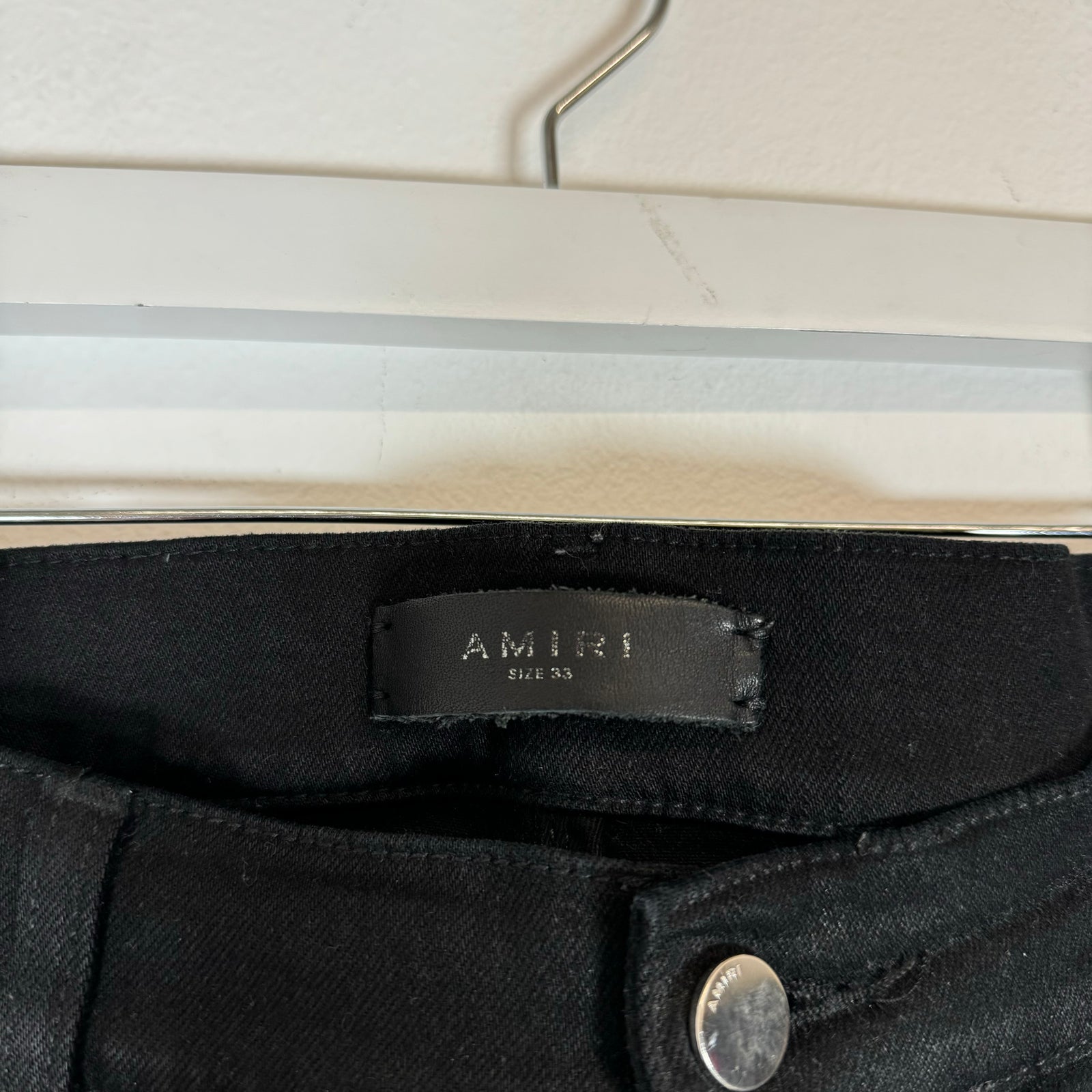 Amiri Black MX1 Embroidered Leather Logo Denim Jeans Size 33