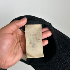 Gucci Black GG Monogram Leather Hat Size L