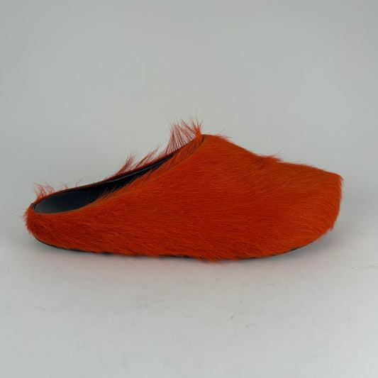 Marni Orange Fuzzy Slip On Slides Size 9