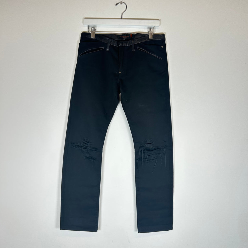 Undercover AW05 Black Cummerbund Distressed Jeans Size 2