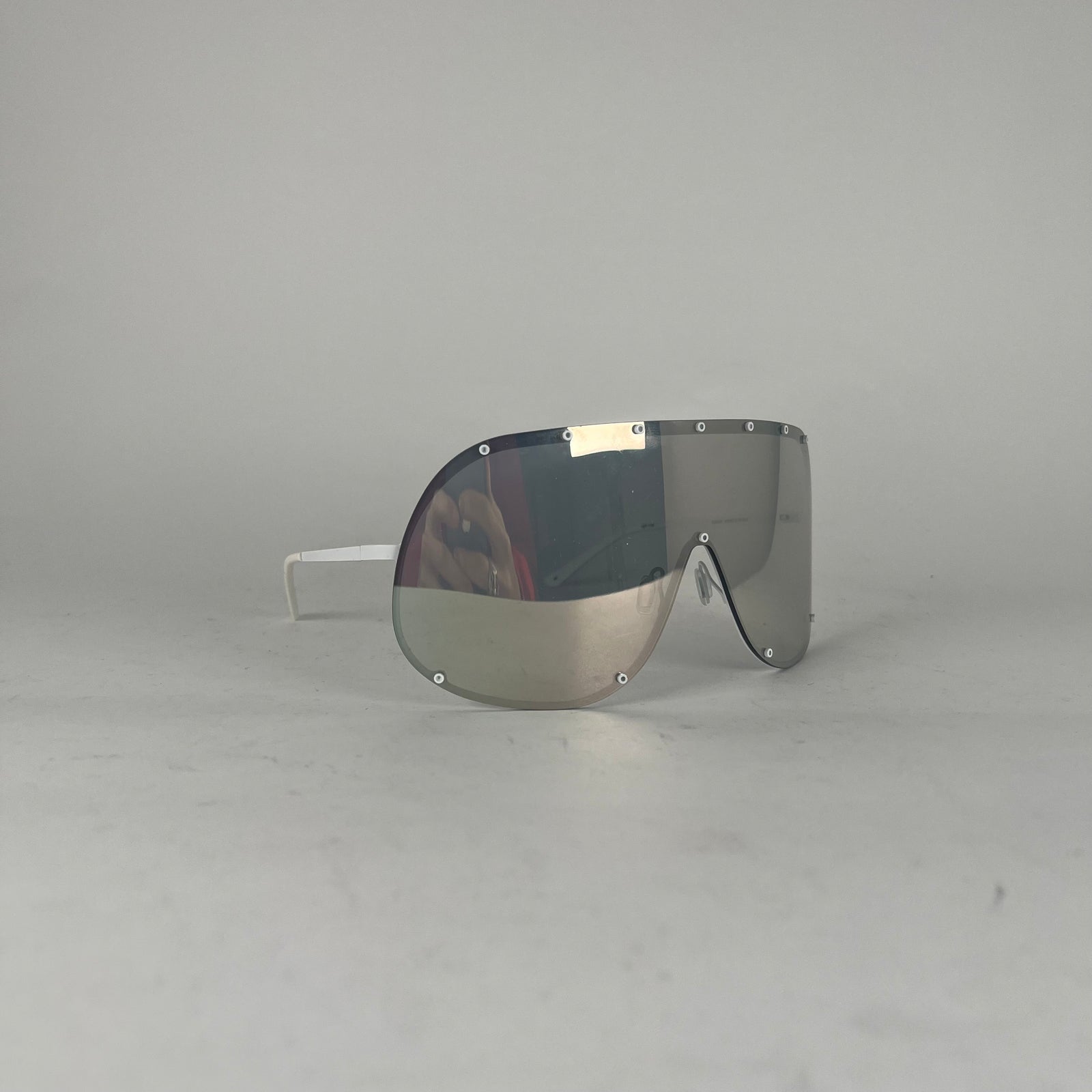 Rick Owens White/Pink Shield Sunglasses
