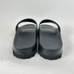 Gucci Black Rubber Web Slide Sandal Size GG 9
