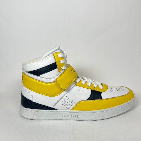 Celine Yellow/White CT-03 Leather High-Top Sneaker Size 45