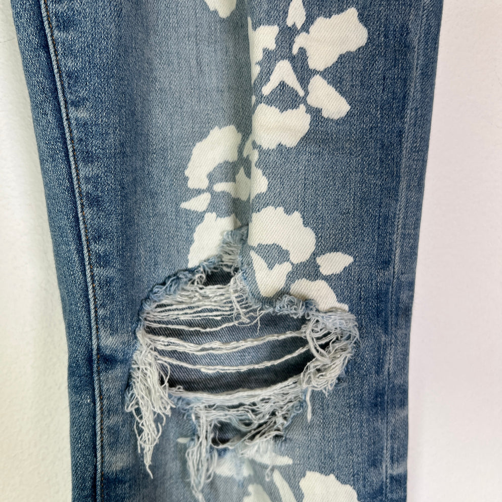 Amiri Lightwash Hibiscus Stencil Jeans