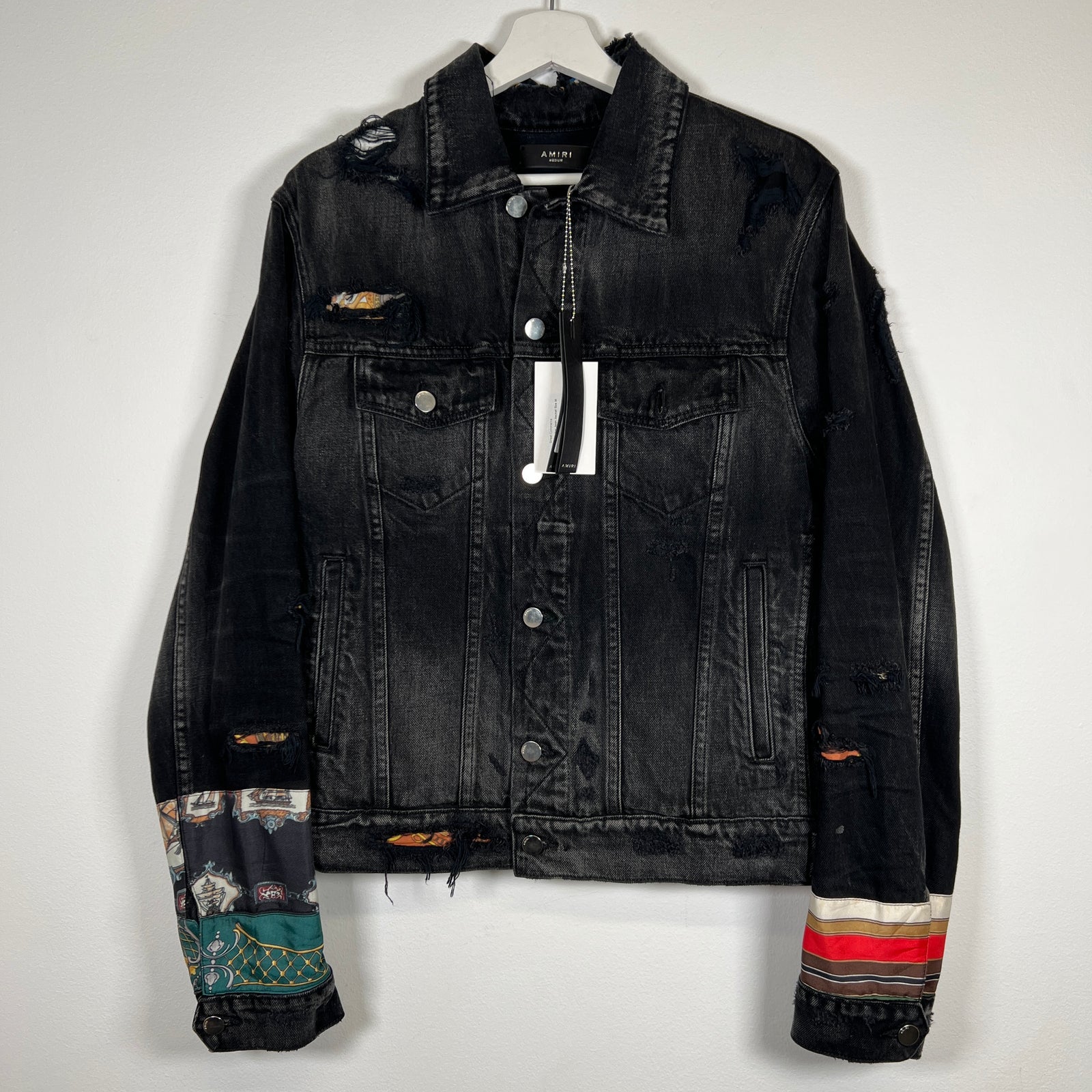 Amiri Silk Detail Trucker Jean Jacket Size M