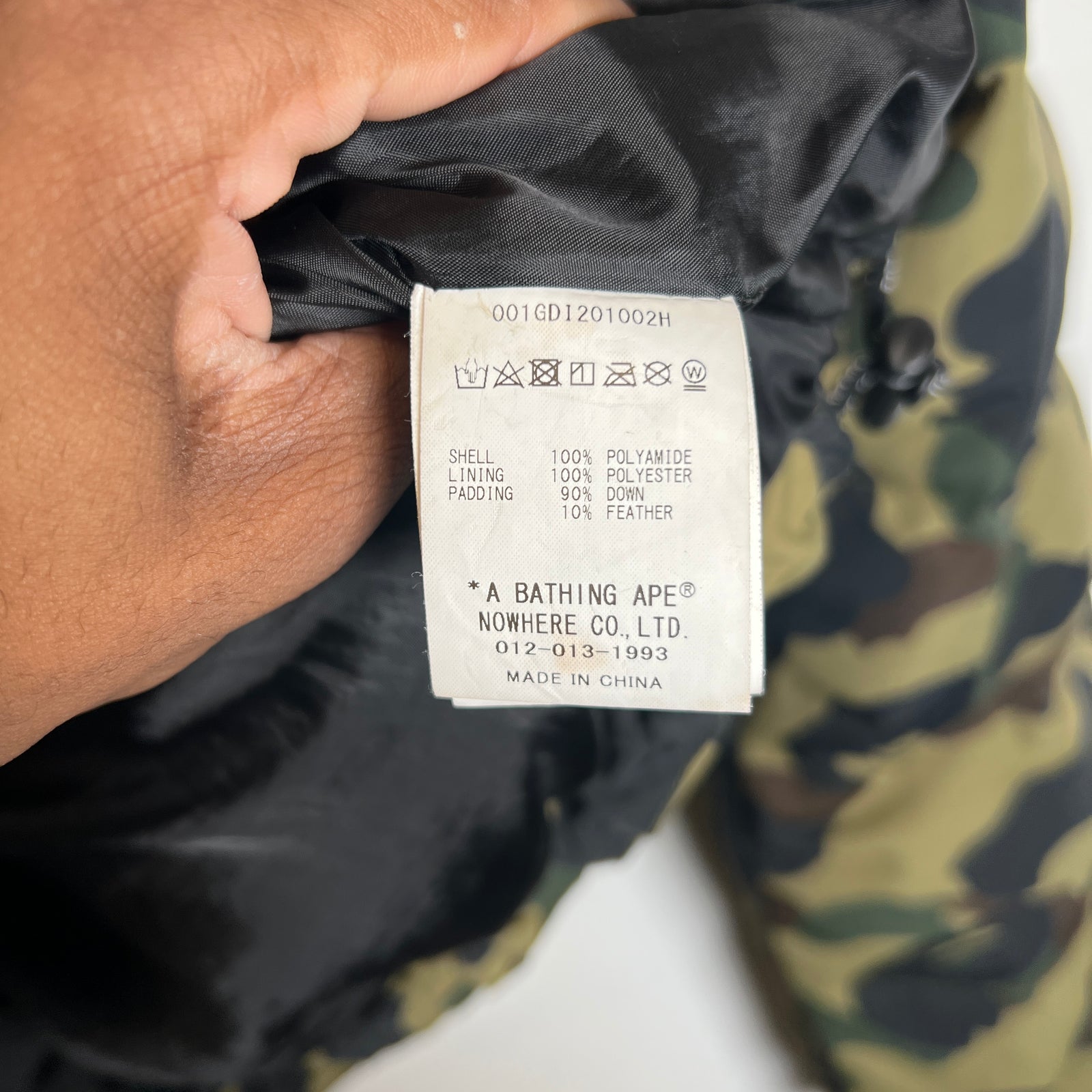 Bape 1st Camo Down Puffer Jacket Size L