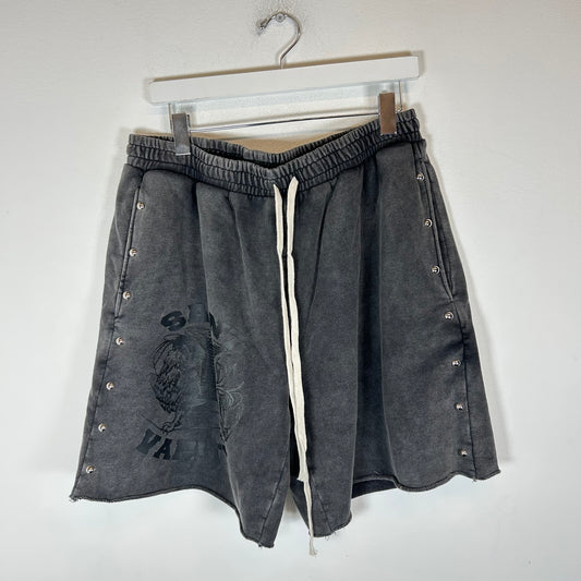 Saint Vanity Dark Grey Terry Studded Shorts Size XL