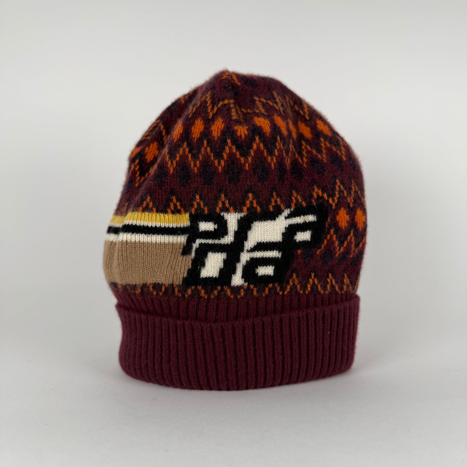Prada Jaquard Logo Red Knit Beanie Size L