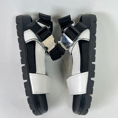 Prada Two-Tone Buckle Flat Sandals