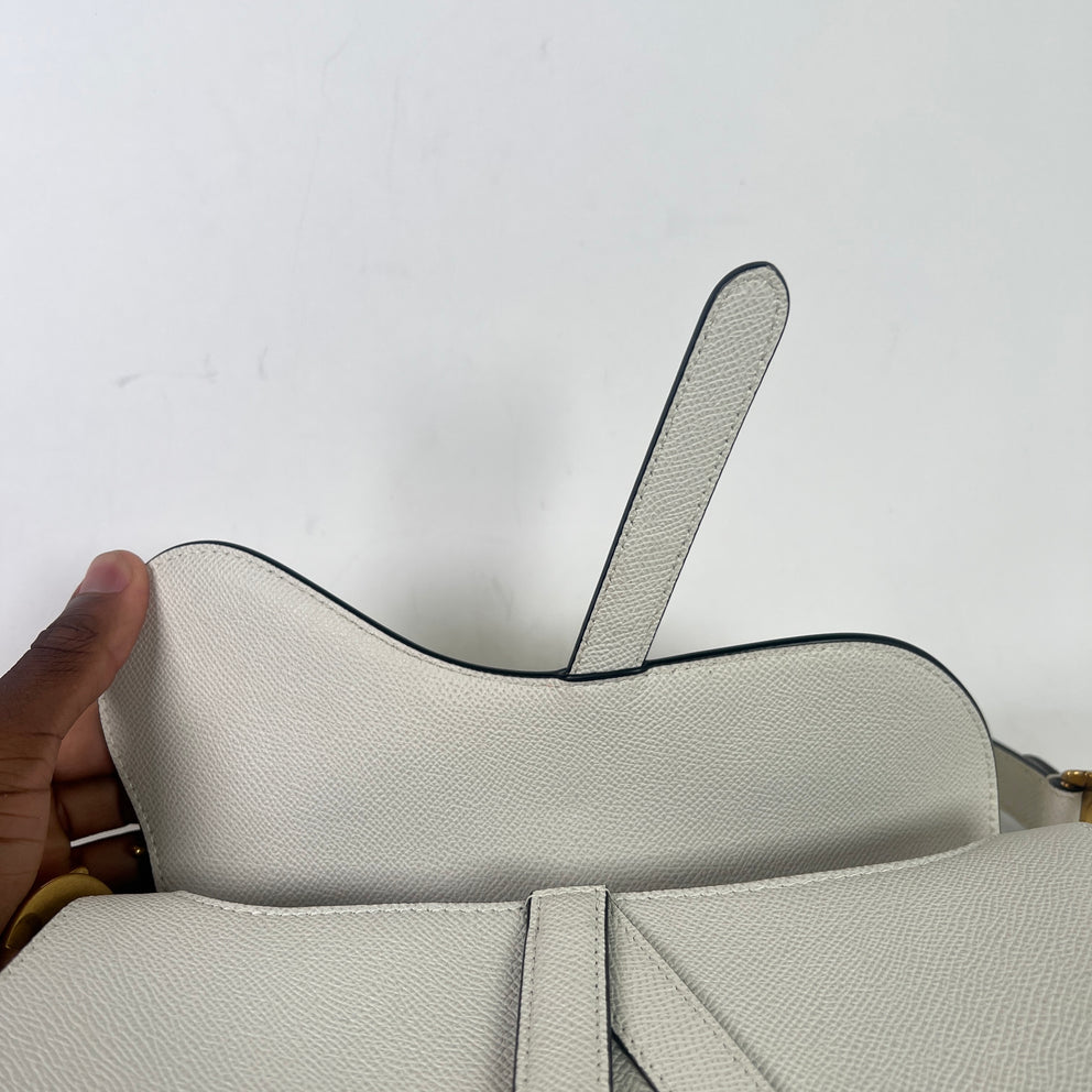 Dior Latte Grained Calfskin Medium Saddle Bag