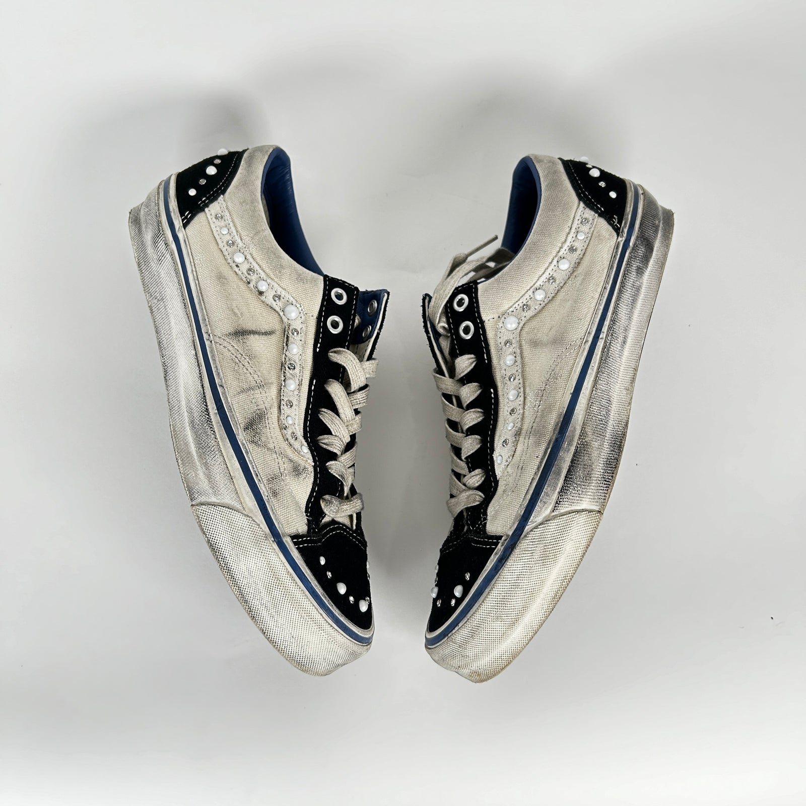 Vans White/Black OTW Skool 36 Studded Low-Tops Size 10.5