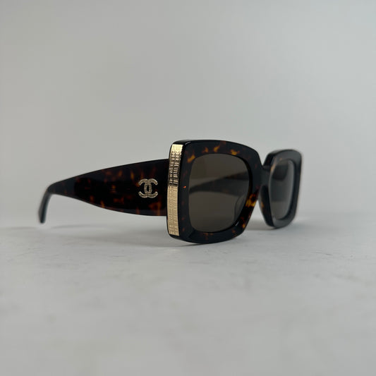 Chanel Tortoiseshell Gold Accent Glasses