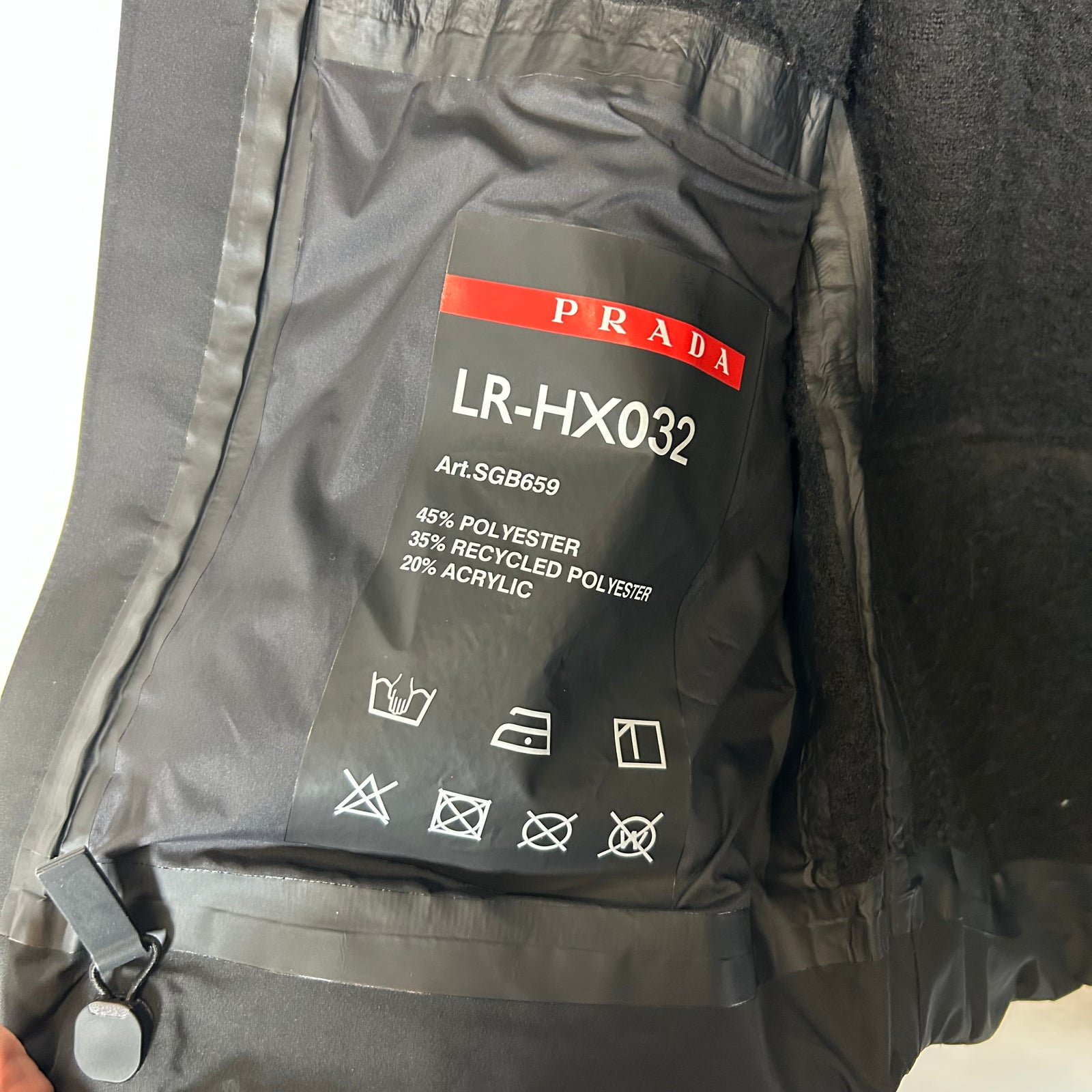 Prada Black Recycled Fleece Technical Jacket Size S