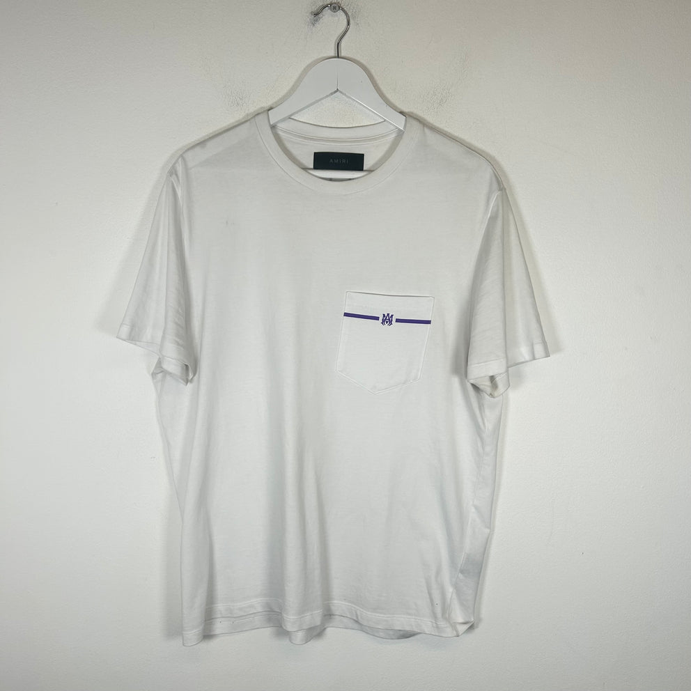 Amiri White/Purple MA Pocket Tee Size L