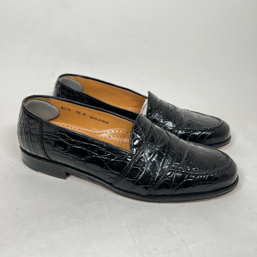 Maus & Hoffman Black Crocodile Loafers Size 9.5