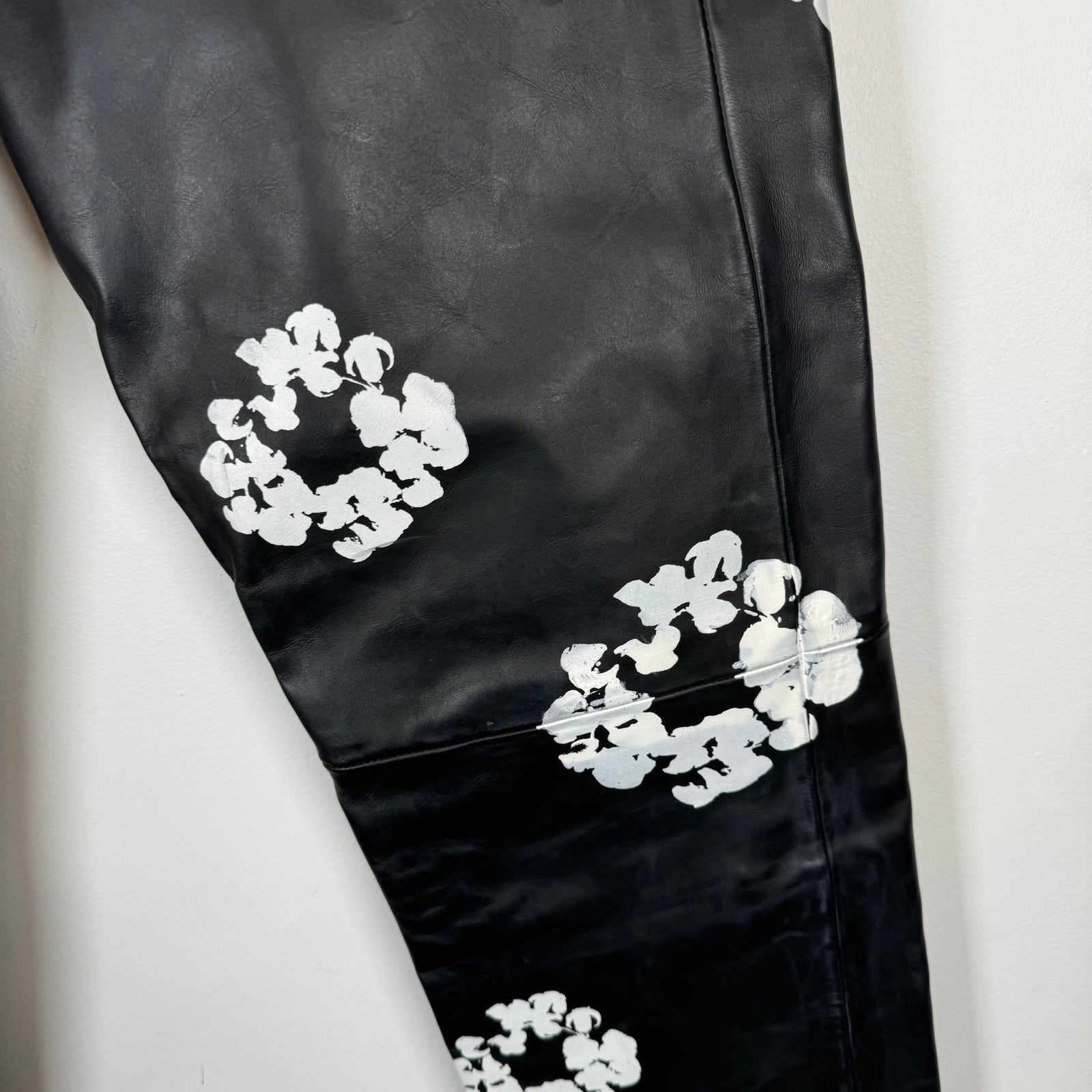 Denim Tears Black Leather Wreath Pants Size 36