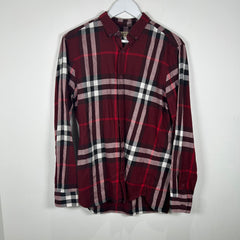 Burberry Red Plaid Button Up Shirt Size M