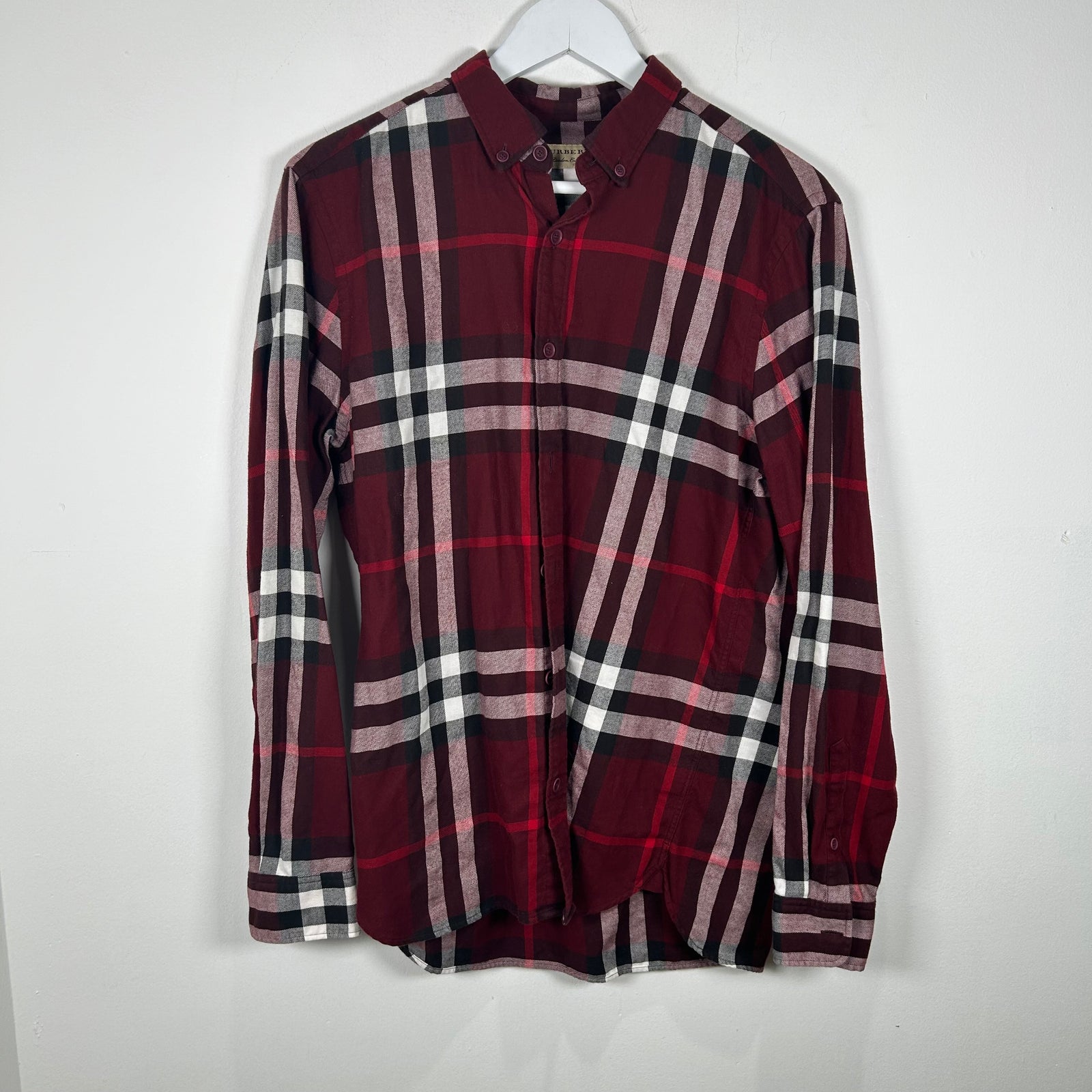 Burberry Red Plaid Button Up Shirt Size M