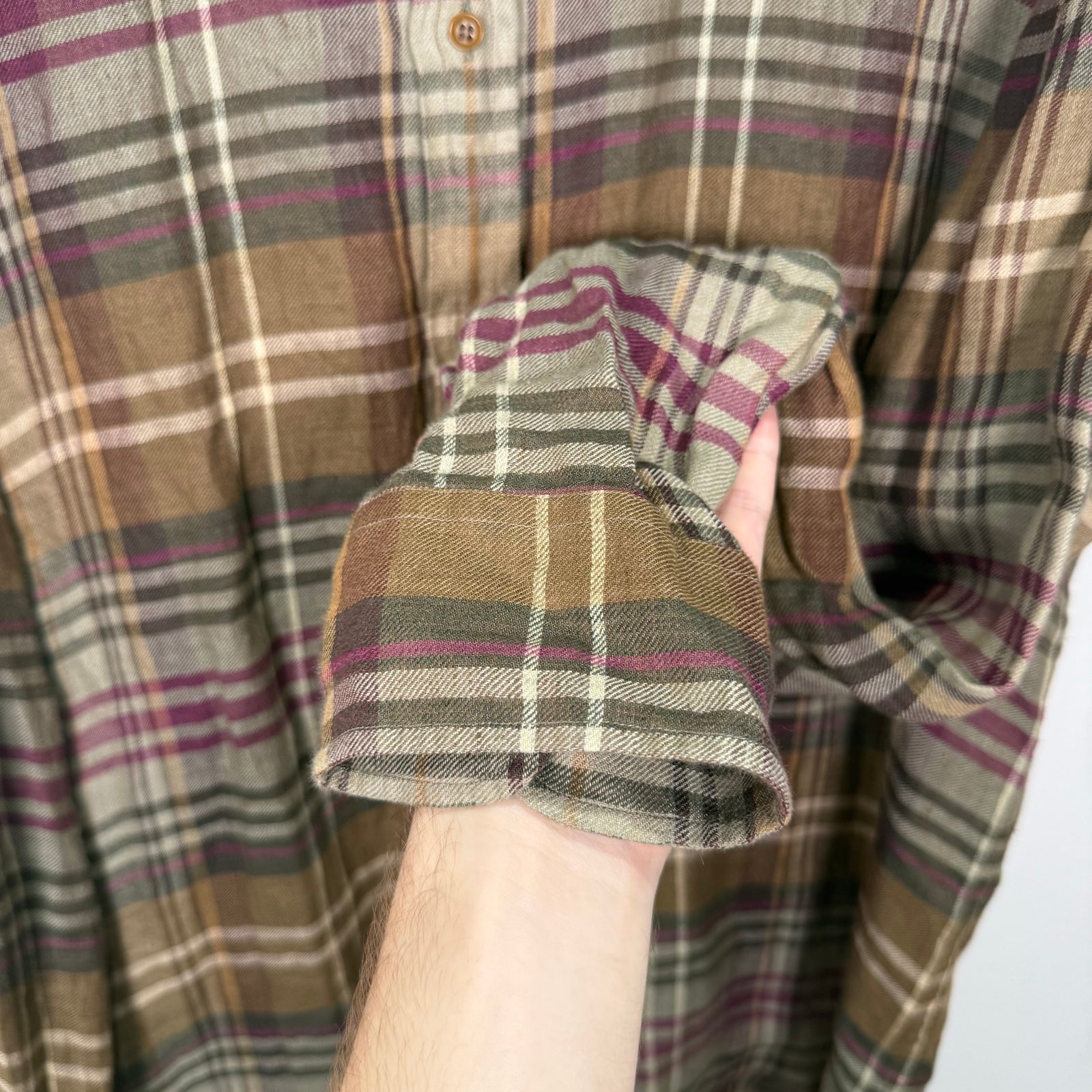 Ralph Lauren Purple Label Linen Plaid Shirt Size XL