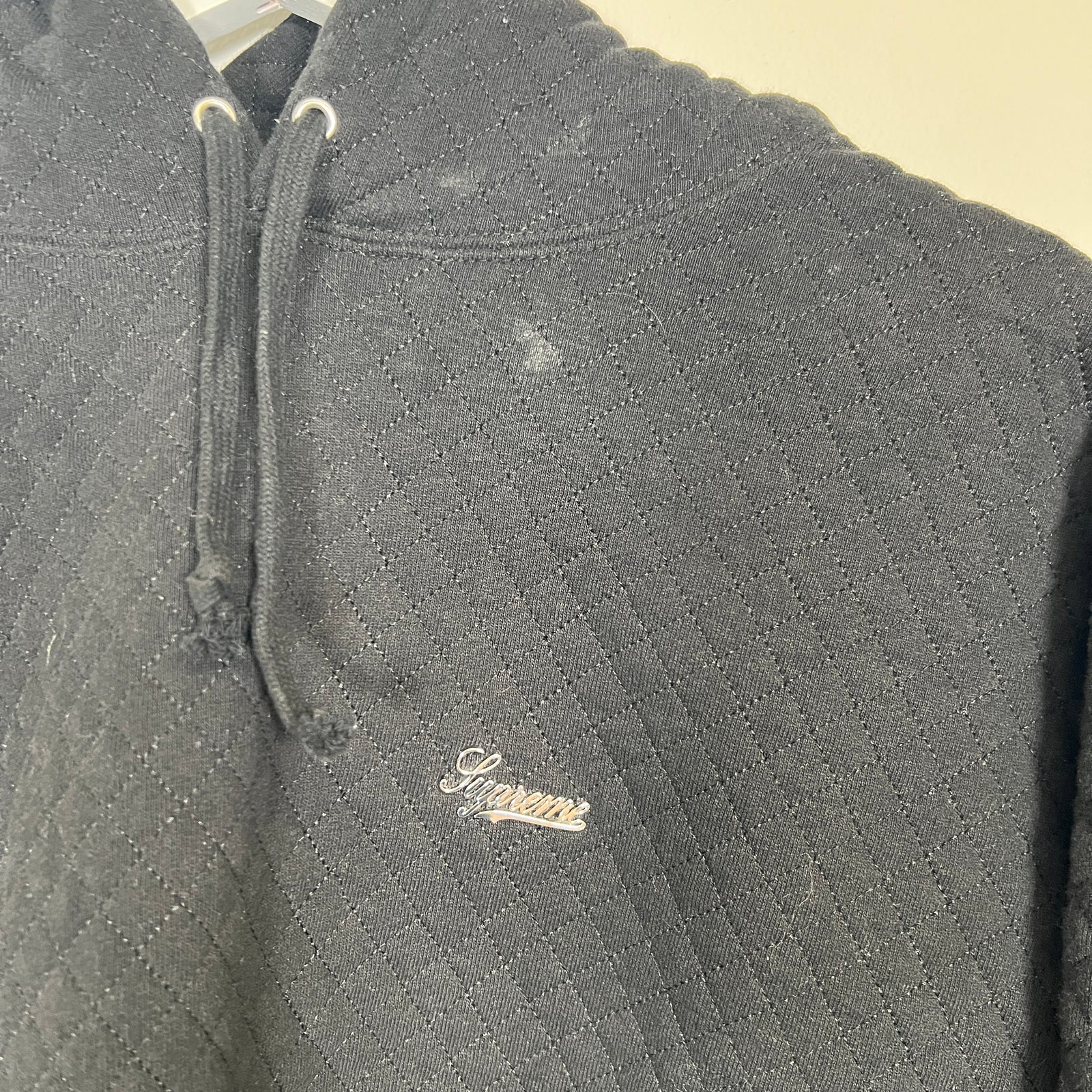 Supreme Black Quilted Hoodie Sz M