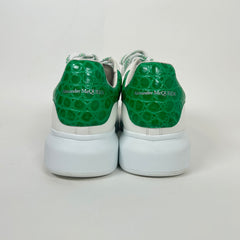 Alexander McQueen White/Green Croc Embossed Sneaker Size 43.5