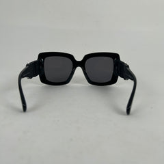 Chanel Black Acetate Calfskin Polarized Square Sunglasses