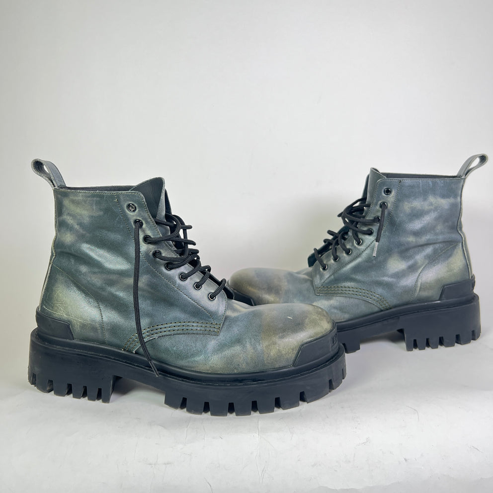 Balenciaga Worn Out Leather Strike Boots
