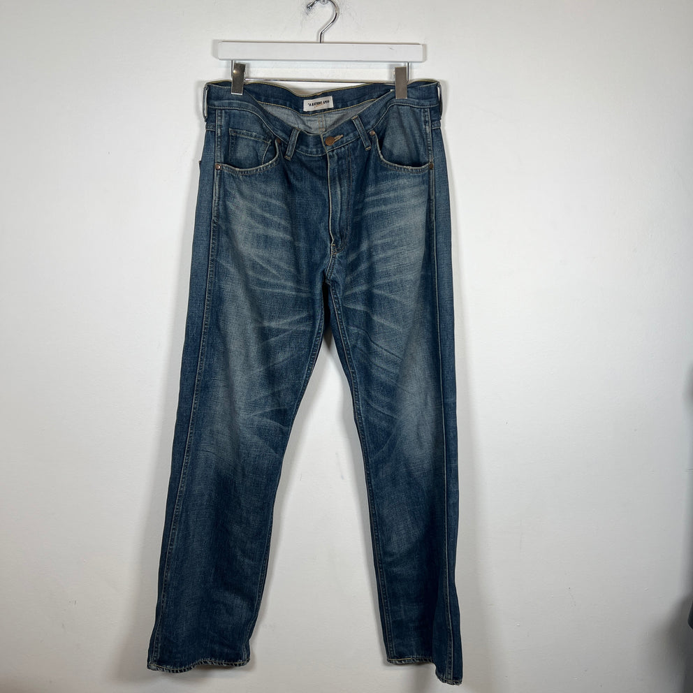 A Bathing Ape Back Logo Embroidered Jeans Size L