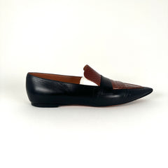 Celine Snakeskin Black Flat Loafers Size 40