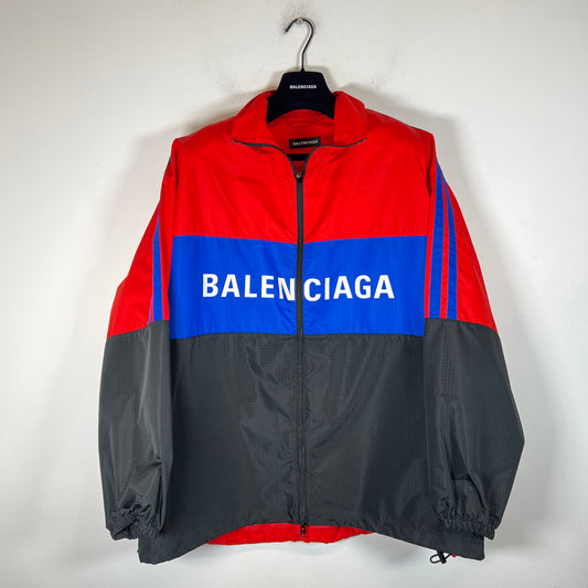 Balenciaga Red/Blue Technical Ripstop Logo Jacket Size 1
