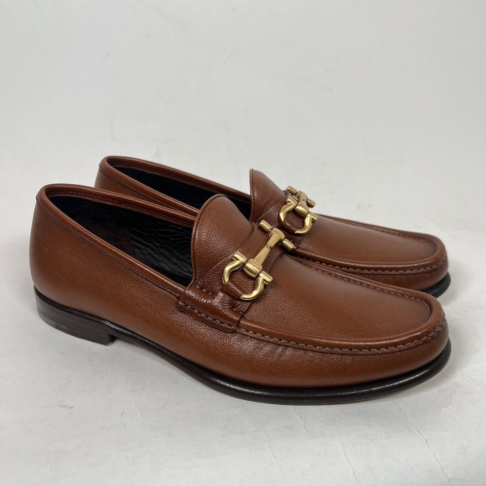 Salvatore Ferragamo Brown Leather Mason Loafers Size 8.5
