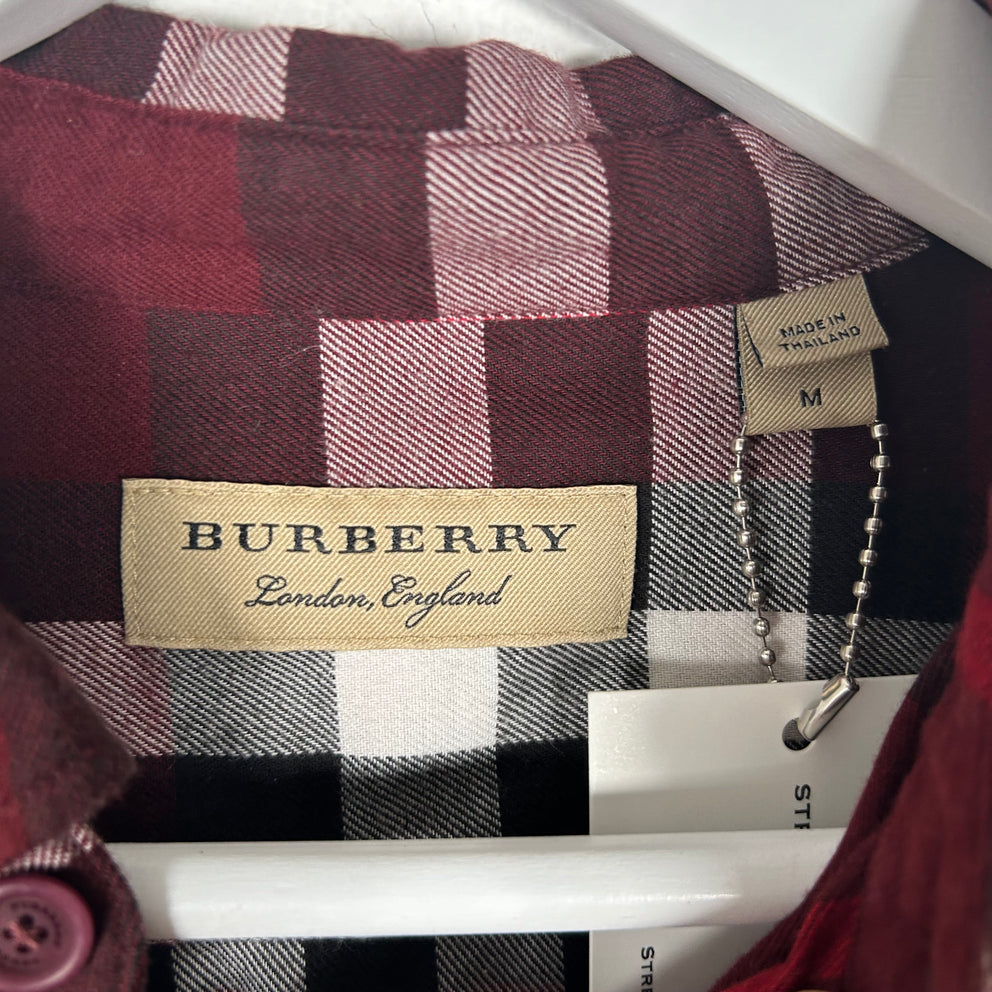 Burberry Red Plaid Button Up Shirt Size M