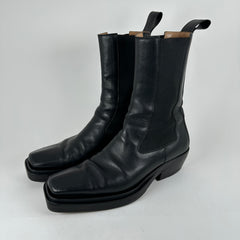 Bottega Veneta Lean Black Leather Boots Size 43.5