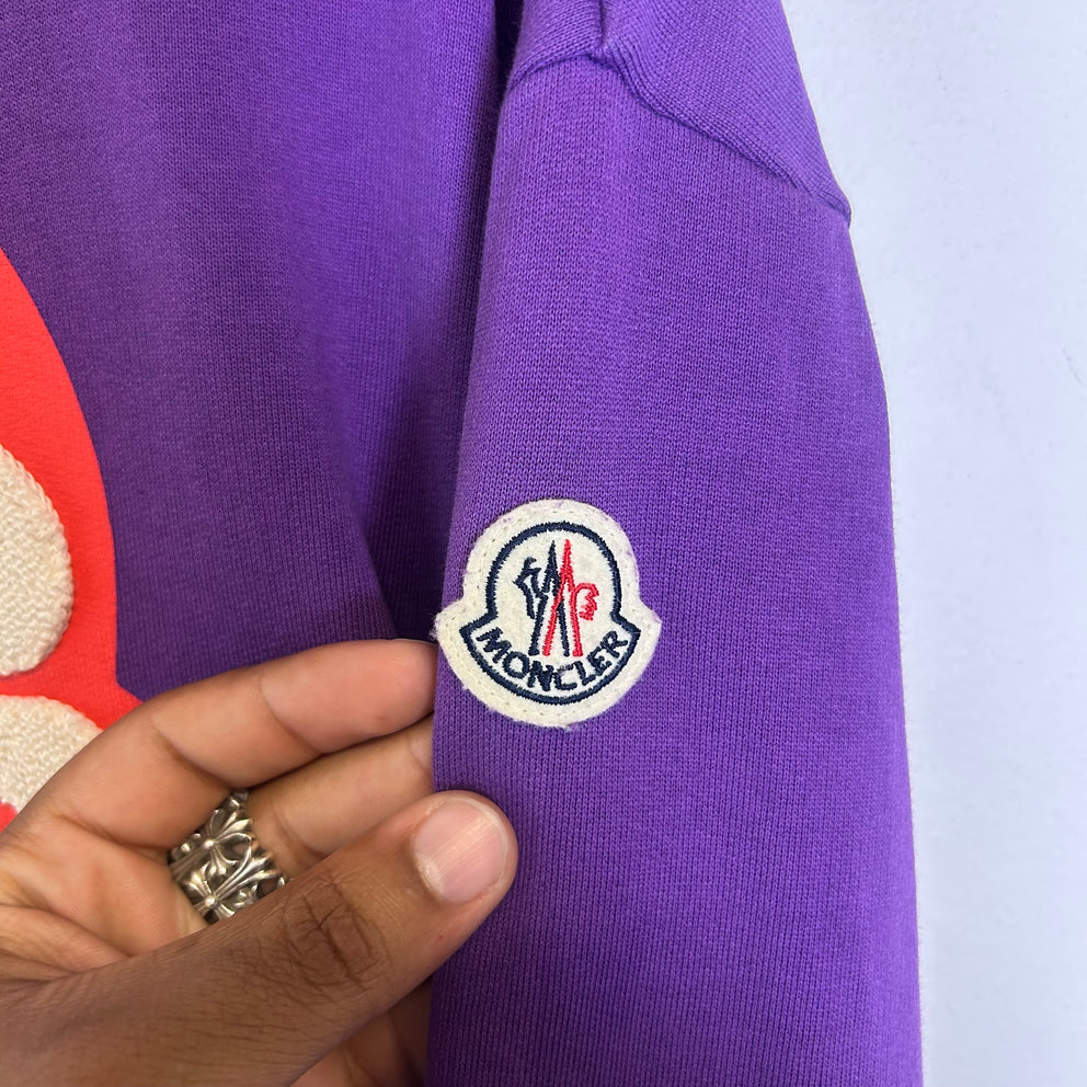 Moncer Purple Applique Patch Logo Crewneck