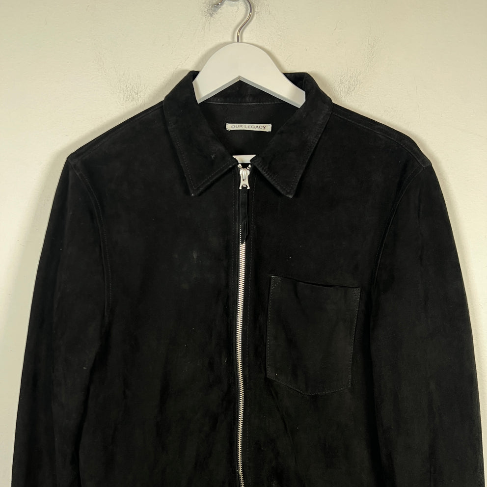 Our Legacy Black Suede Zip Up Jacket Size M
