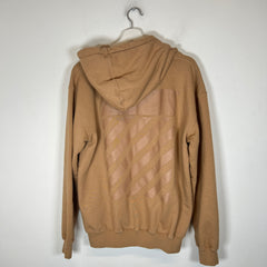 Off-White Brown Diagonal Logo Hoodie Size S