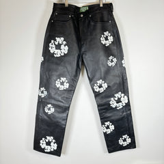 Denim Tears Black Leather Wreath Pants Size 36